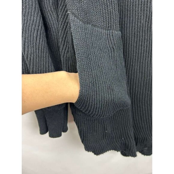 FP Beach Women's M Ribbed Black Knit Sweater Button-Up Long Sleeve Romper - Picture 13 of 13